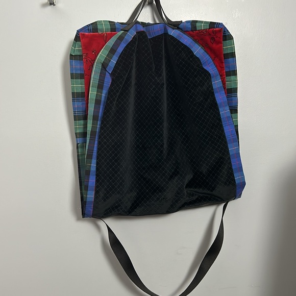 Vintage Nordic House Designs 90s Floral Plaid Velvet Hanging Garment Luggage Bag - Picture 2 of 16